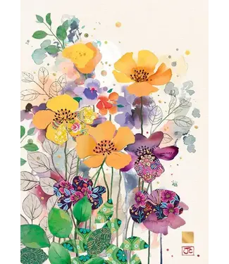 Carte - Fleurs mauves et jaunes