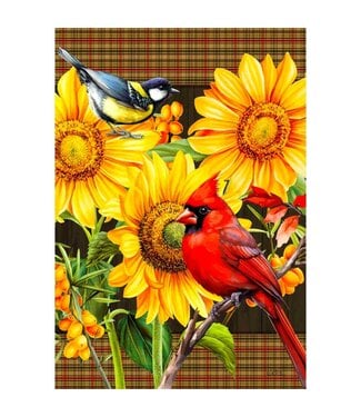 Drapeau - oiseaux et tournesol 28 x 40 po