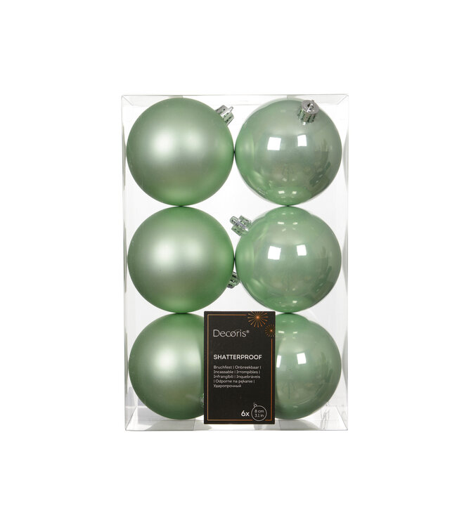 Boules de Noël menthe brillantes et mates | Décoration des Fêtes