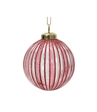 Boule de Noël transparente lignée rose