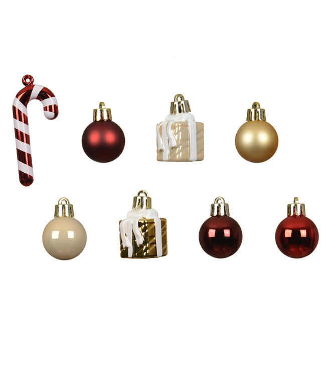 Tube de 11 ornements de Noël rouge et or |