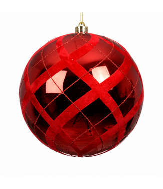Boule de Noël en plastique rouge lignée de velours