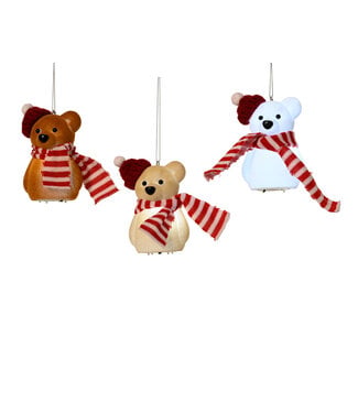 Ourson de Noël LED avec chapeau et foulard