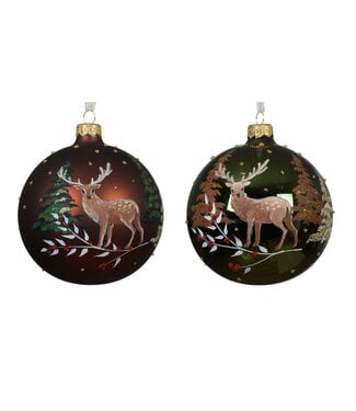 Boule de Noël chevreuil et sapins