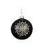 Boule de Noël noire brillante avec flocon or et perles