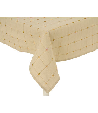Nappe de Noël crème à motifs dorés