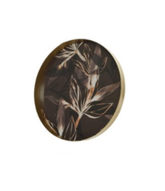 Plateau imprimé branches et feuilles noir 11,5 po