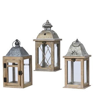 Lanterne de bois et métal 12 po (3 ass.)