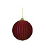 Boule de Noël en velours rouge ligné dorées