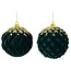 Boule de Noël en velours vert et or