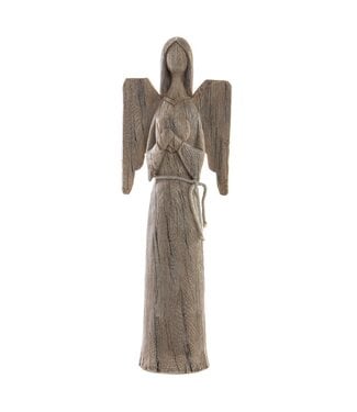 Ange et coeur naturel en bois