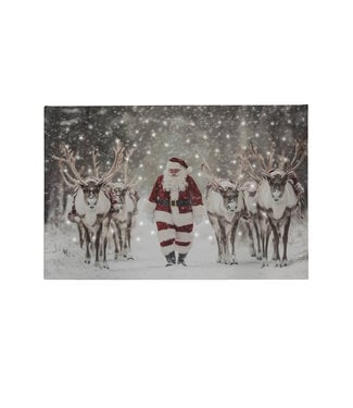 Cadre LED Père Noël et rennes