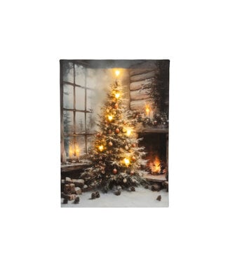 Cadre LED de Noël sapin et foyer