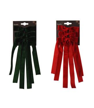 Longue boucle ruban velours rouge ou verte