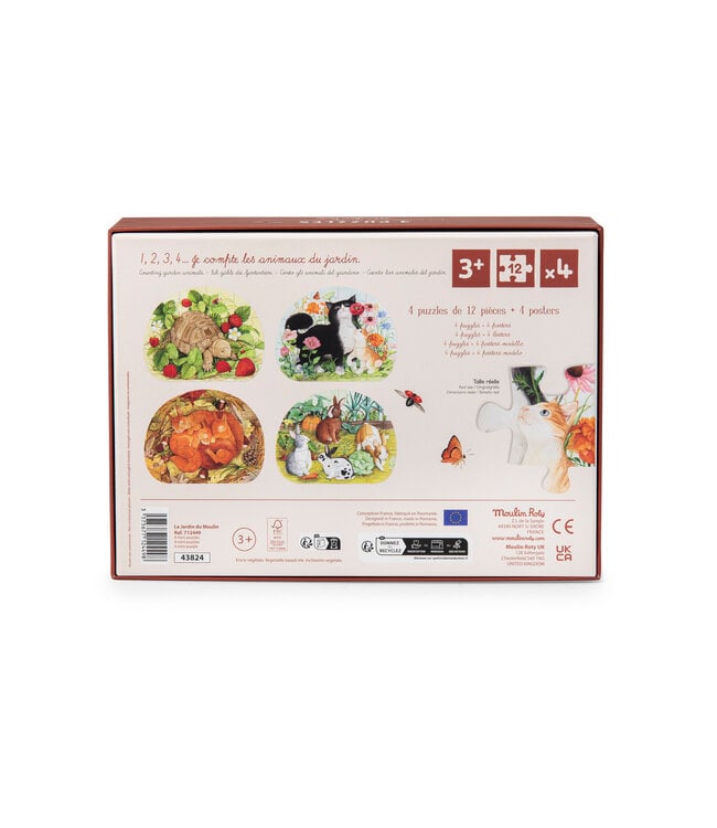 Moulin Roty Coffret de 4 casse-têtes animaux du jardin | Moulin Roty