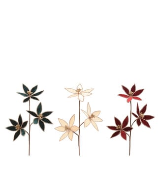 Tige de 3 poinsettias en velours