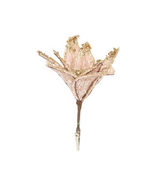 Poinsettia rose chic sur pince