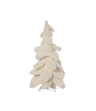 Sapin décoratif en métal et fourrure blanche