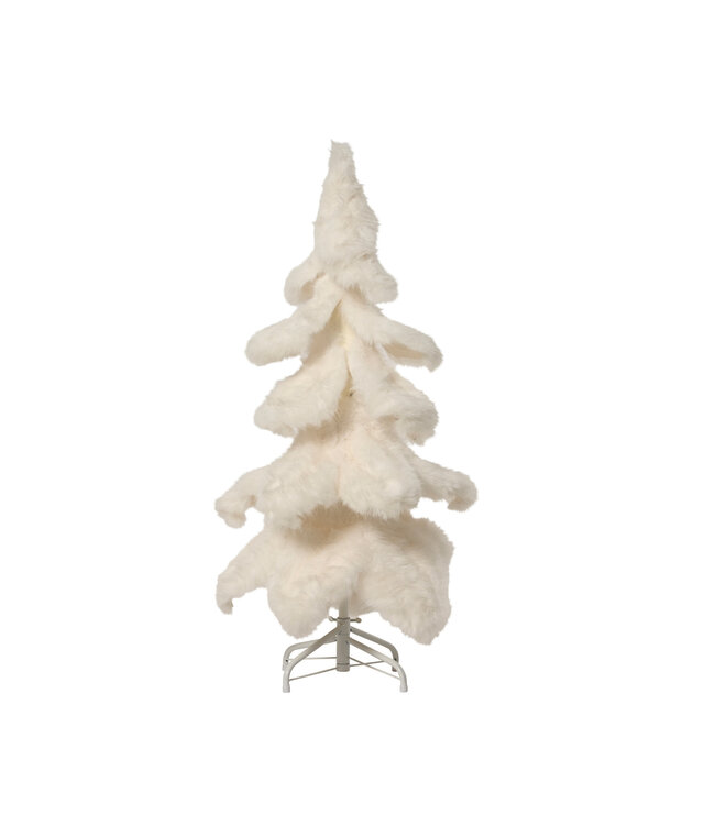 Sapin décoratif en métal et fourrure blanche | Douceur de Noël