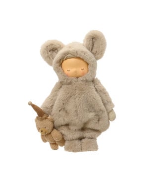Fillette habit d'ourson beige et peluche