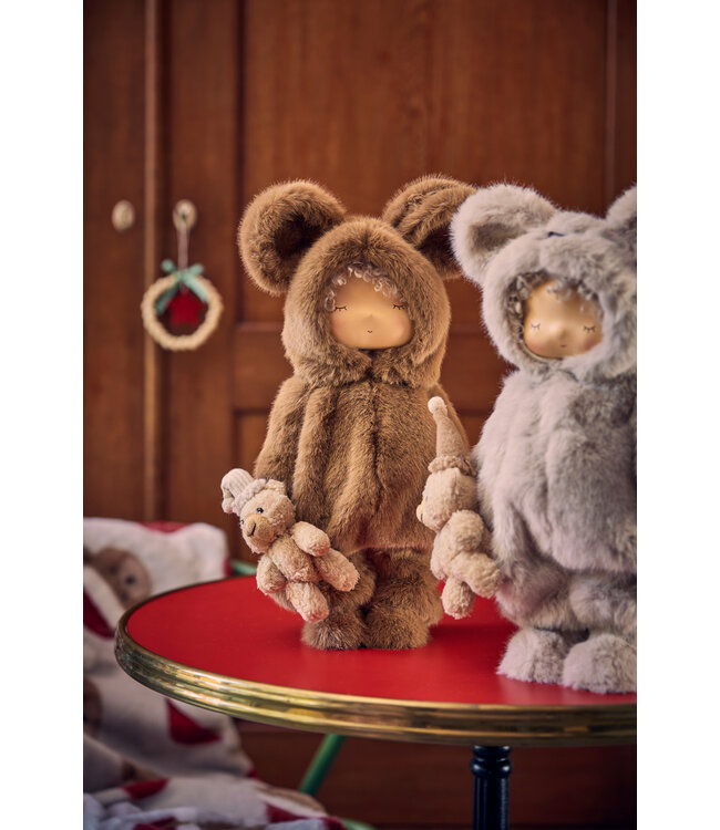 Fillette habit d'ourson beige et peluche | Douceur de Noël