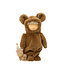 Fillette habit d'ourson brun et peluche