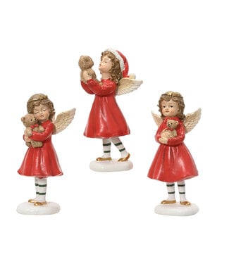 Ange de Noël en robe rouge avec ourson