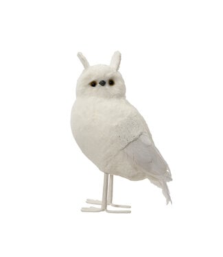 Hibou décoratif blanc brillant sur pieds