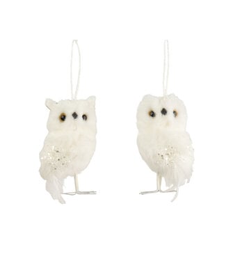 Ornement hibou blanc brillant