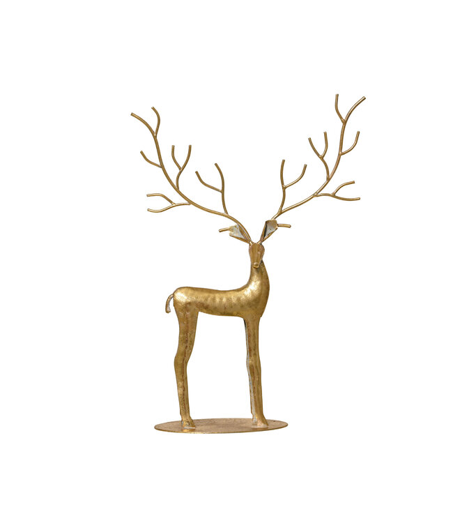 Chevreuil en métal or avec grand panache | Décor forestier