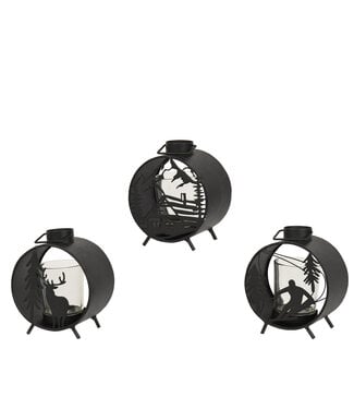 Lanterne ronde sur pieds scène d'hiver 4,5 po (3 ass.)