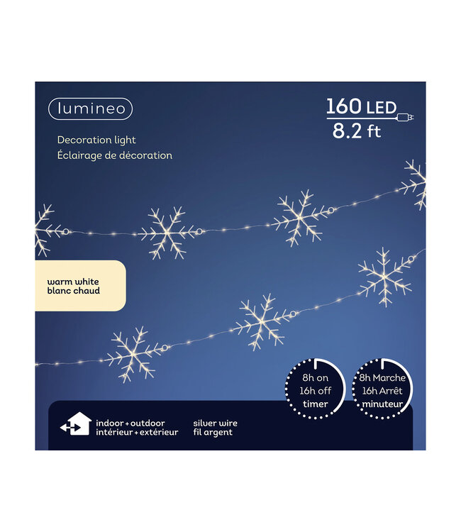 Guirlande de flocon 160 LED blanc chaud | Décoration hivernale