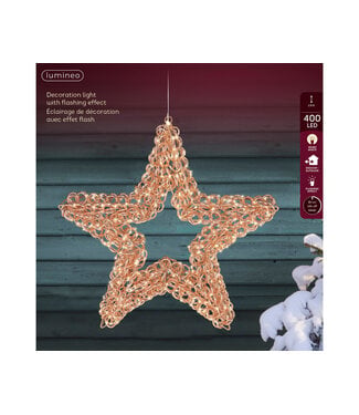Étoile LED rose doré, blanc chaud