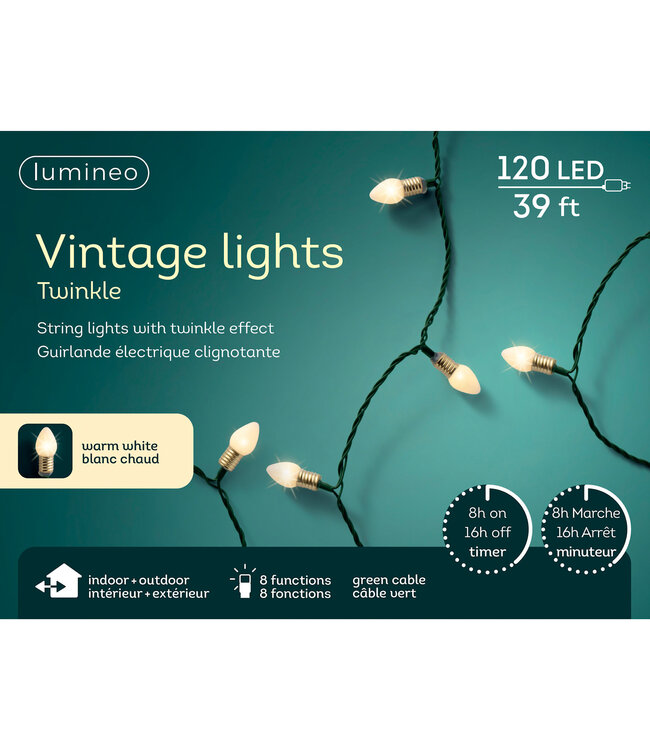Lumières Vintage blanc chaud 120 LED | Décoration de Noël