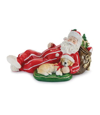 Figurine Père- Noël avec chien endormi