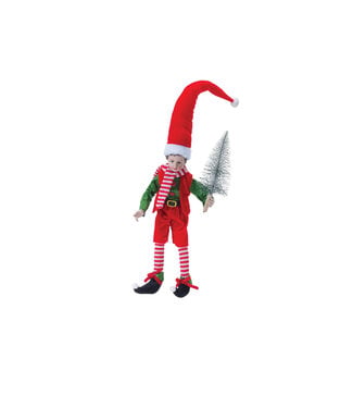 Lutin rouge et vert avec sapin