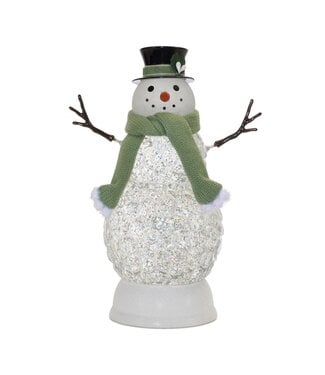 Bonhomme de neige illuminé avec foulard vert