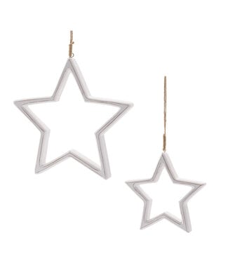 Duo d'étoiles blanches en bois