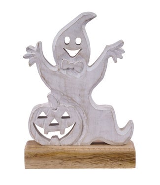 Fantôme et citrouille bois blanc