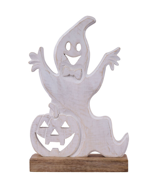 Fantôme et citrouille bois blanc | Charme d'Halloween