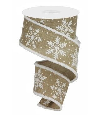 Ruban beige à flocons blancs scintillants