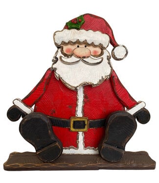 Père Noël assis en bois