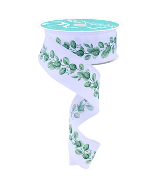 Ruban eucalyptus blanc et vert
