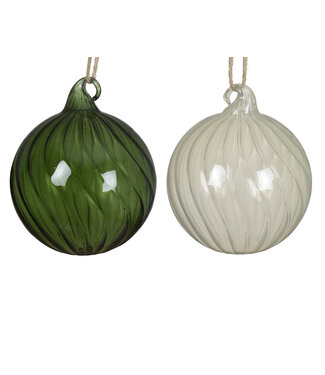 Boule de verre torsadée verte ou transparente