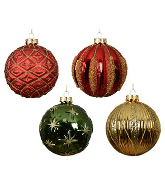 Boule de Noël en verre aux motifs dorés