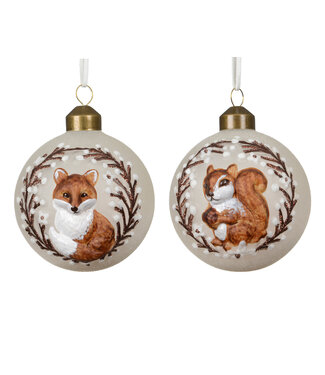 Boule de Noël en verre écureuil ou renard