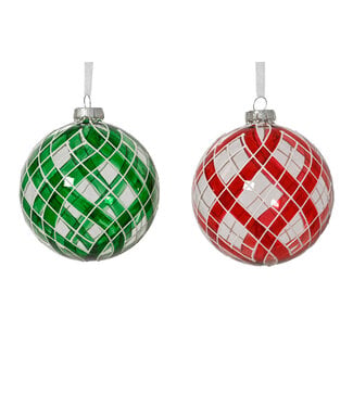 Boule de Noël en verre à carreaux