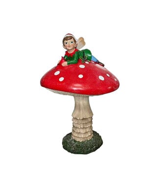 Champignon de Noël avec fée et cardinal