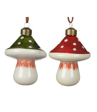 Ornement champignon vert ou rouge 3,5 po