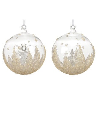 Boule de verre ange ou sapin à l'intérieur (2 ass.) 4 po